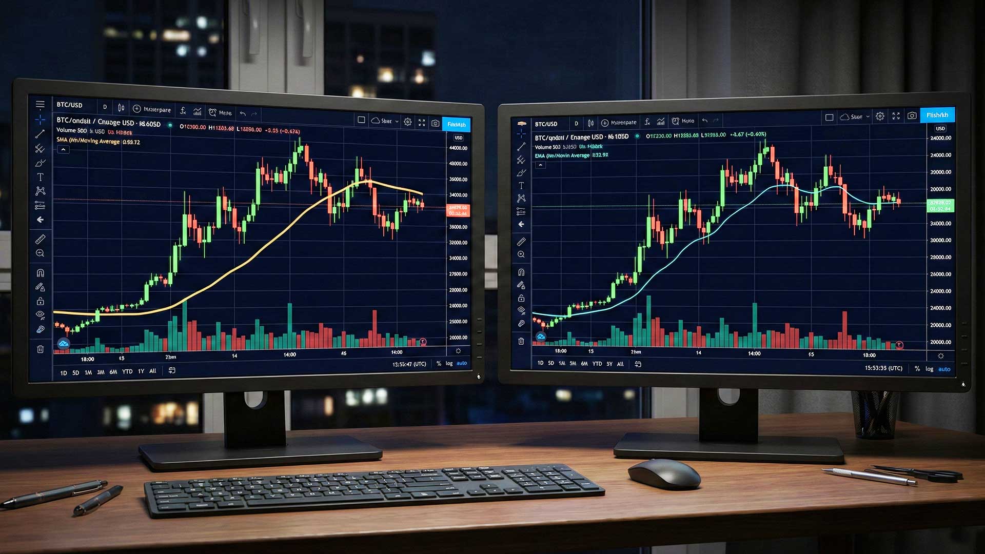 Confronto visivo tra SMA e EMA: le due principali medie mobili nel trading a confronto sullo stesso grafico